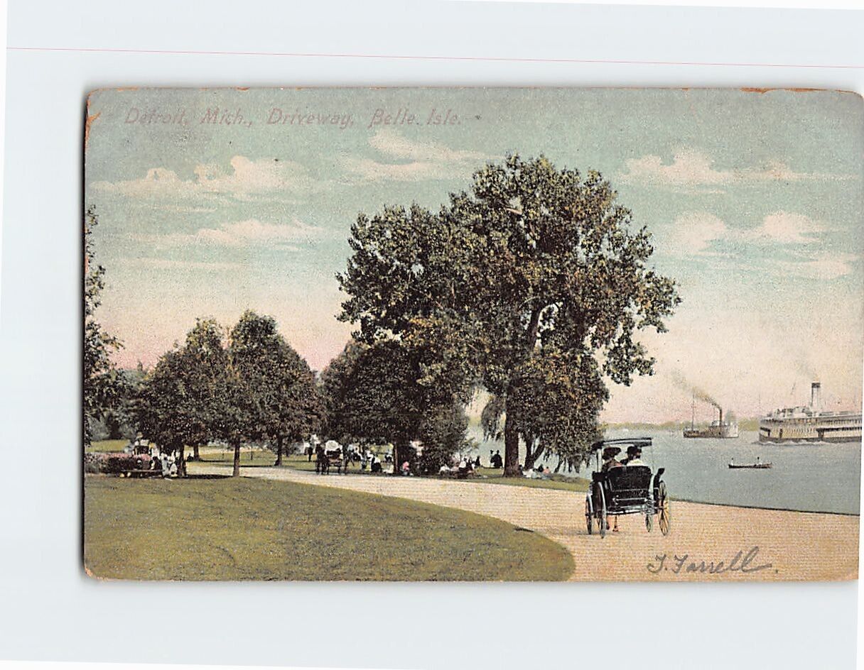 Postcard Driveway Belle Isle Detroit Michigan USA