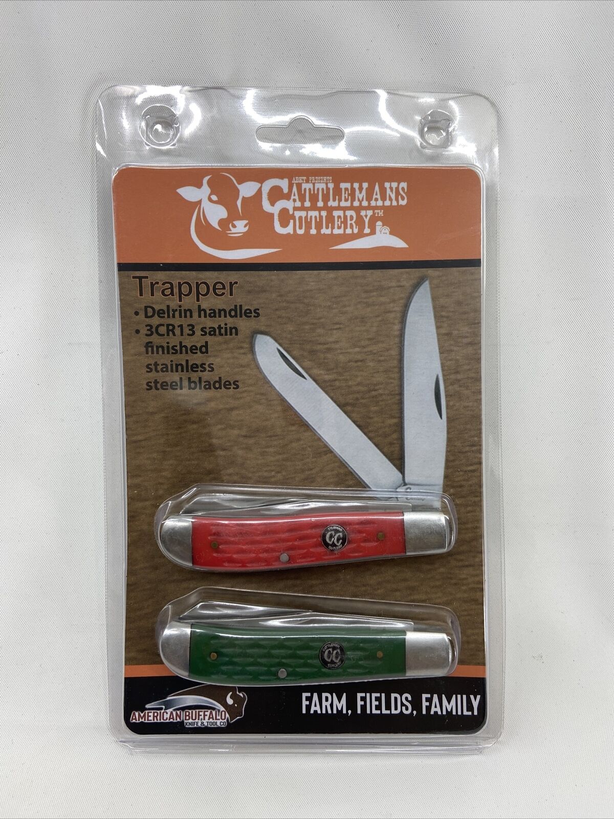 Pack of 2 Signature Trapper Folding Knifes Cattleman\'s Cutlery 3CR13 Stainless
