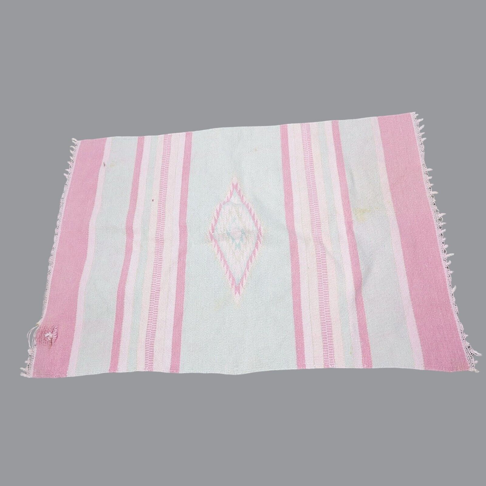 Vintage Indigenous Tapestry Knit Rug Pink