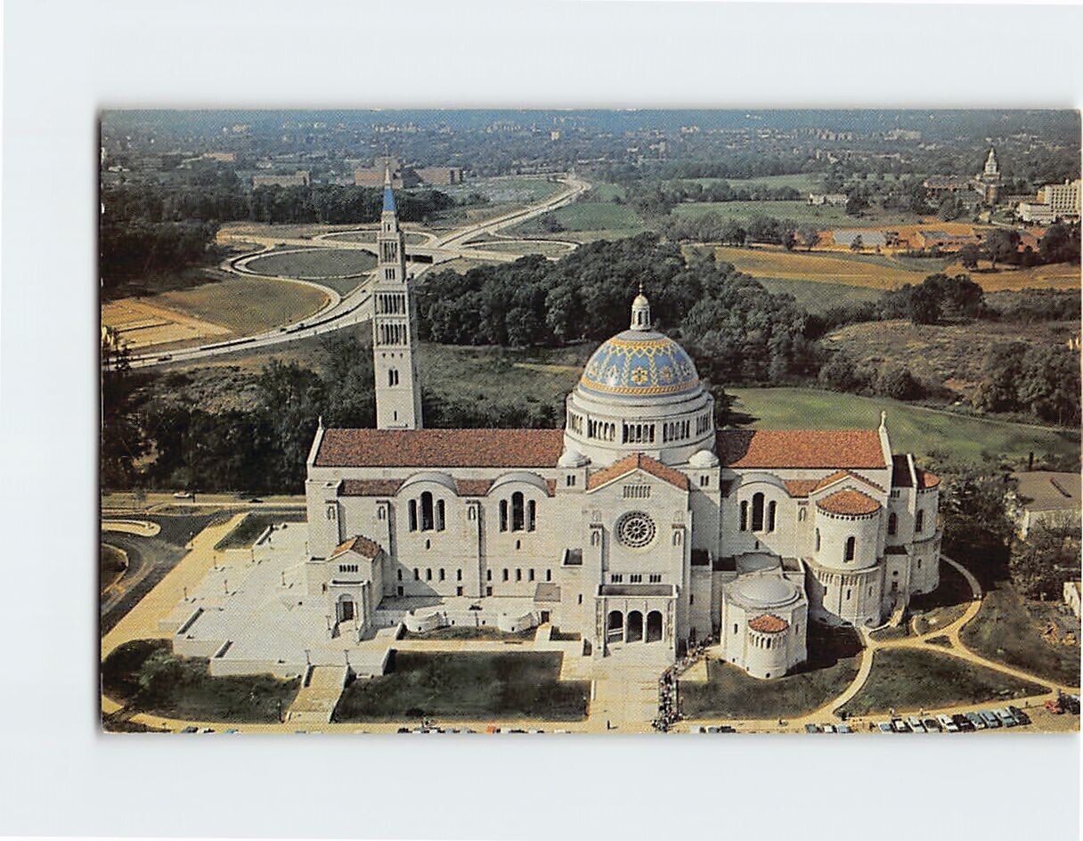 Postcard Aerial view of the National Shrine of the Immaculate Conception DC USA