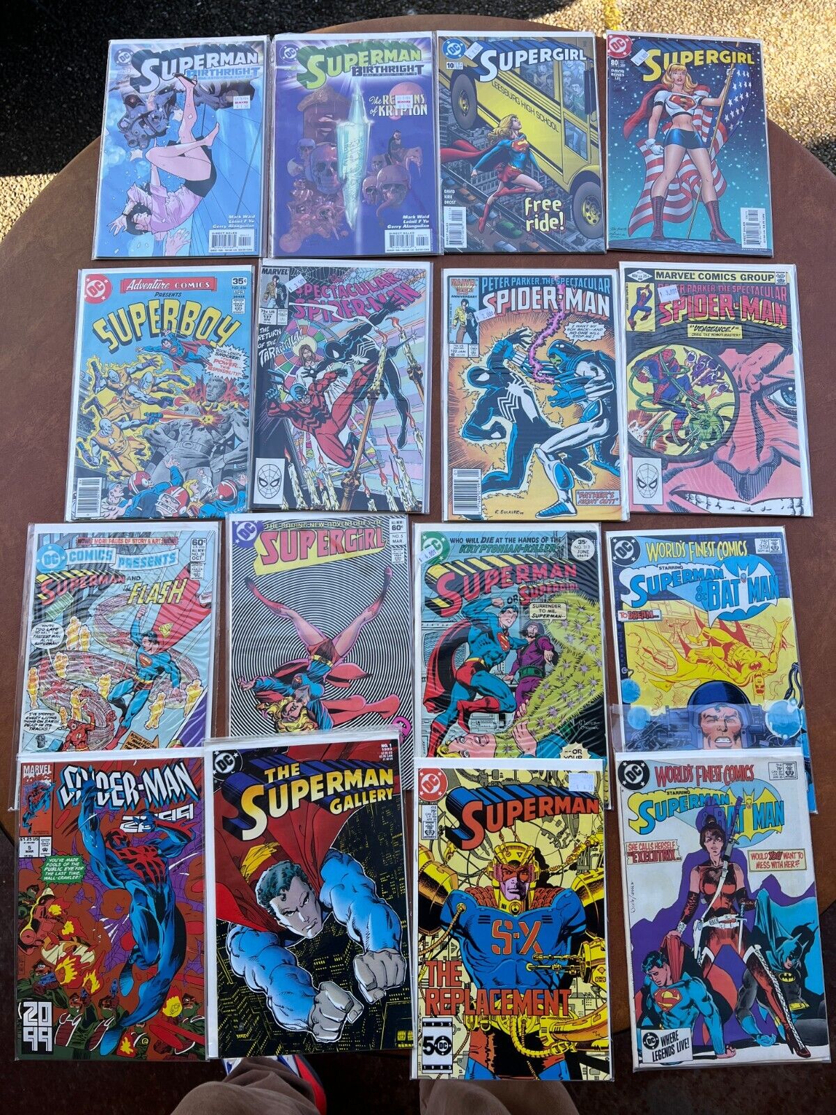 Lot of 16 DC Marvel Comics Superman, Supergirl, Spider-man, Superboy, Batman