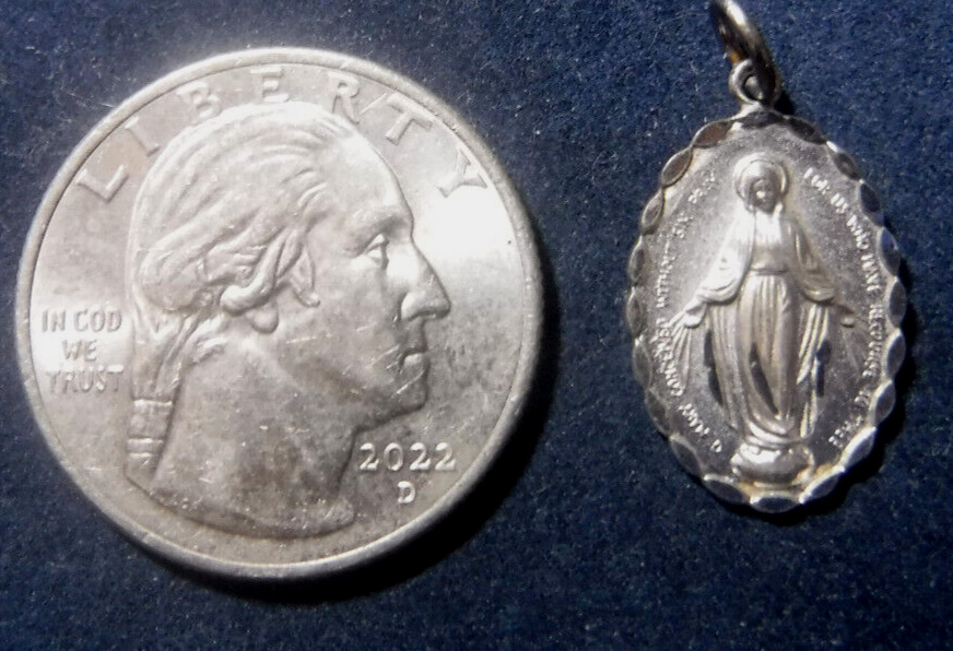 Vintage Miraculous Medal Sterling Silver