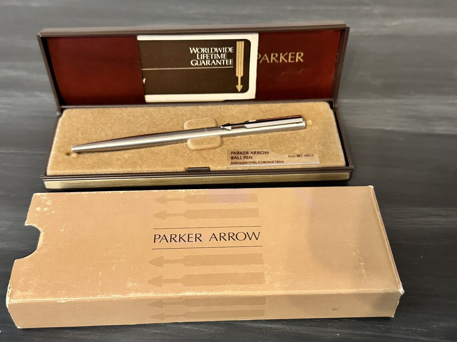 Vintage Parker Arrow Series Stainless Steel Ball Point Pen NEW MINT  Made in USA