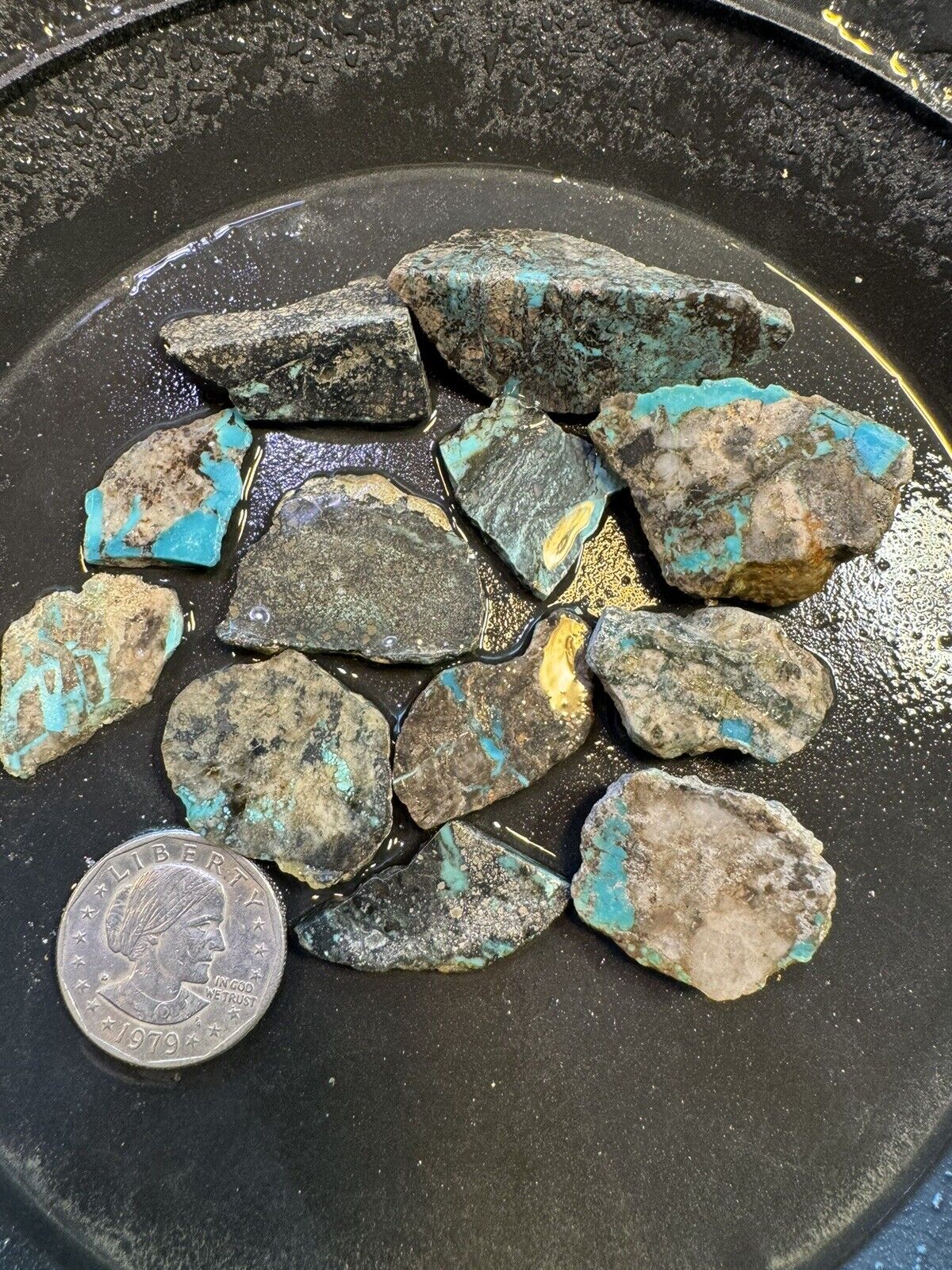 Old Bell  Morenci Turquoise Scrap. 68g slabs🔥LOADED WITH PYRITE🔥
