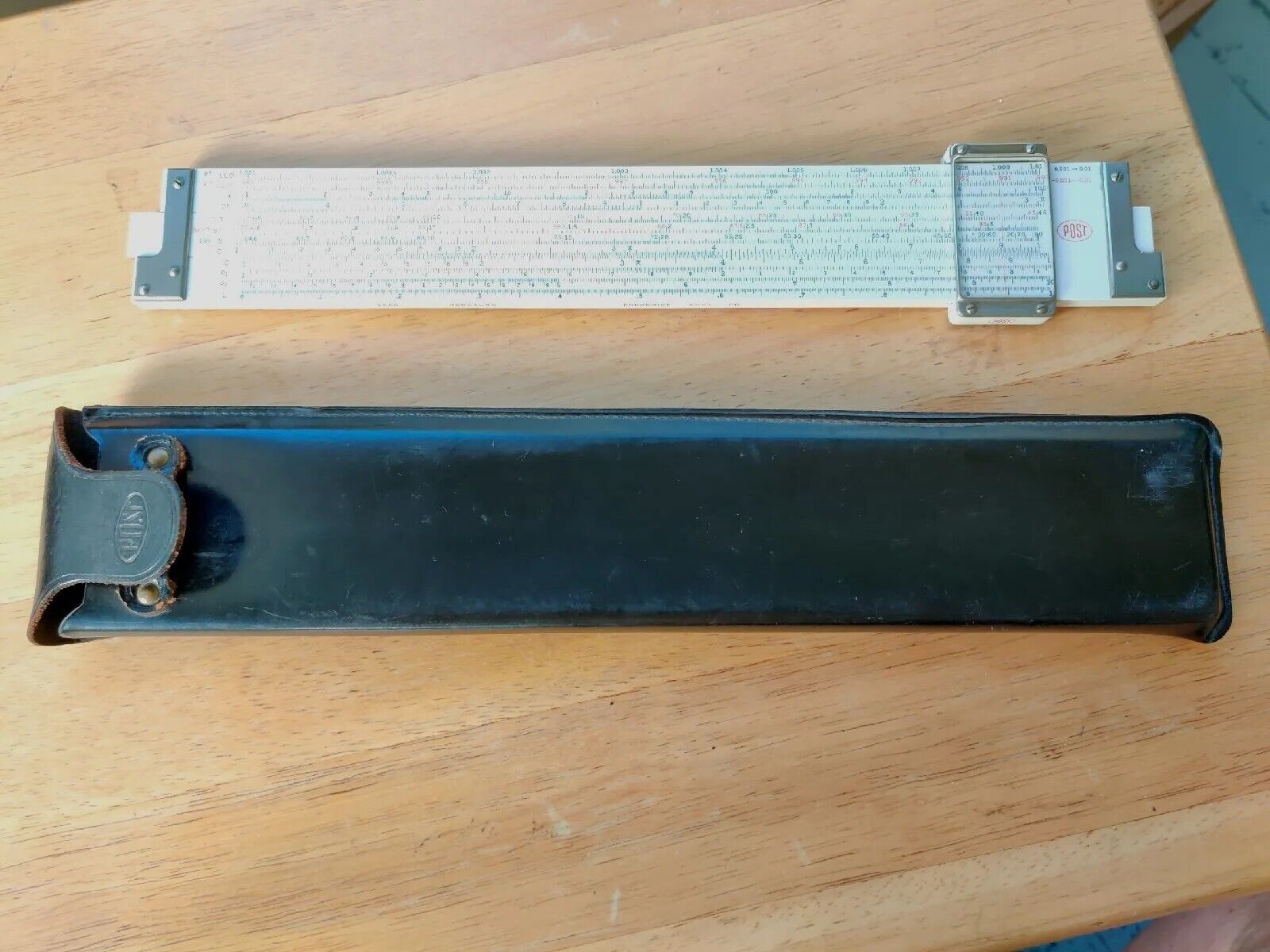Vintage Frederick Post Versalog #1460 Hemmi Japan Slide Rule with Leather Case