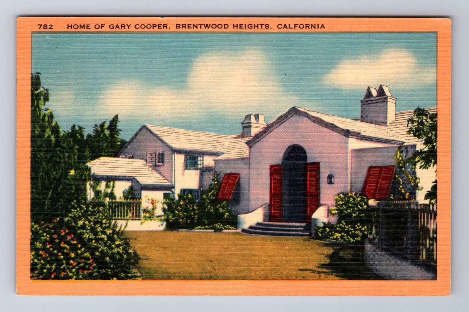 Brentwood Heights CA-California, Home Of Gary Cooper, Vintage c1955 Postcard