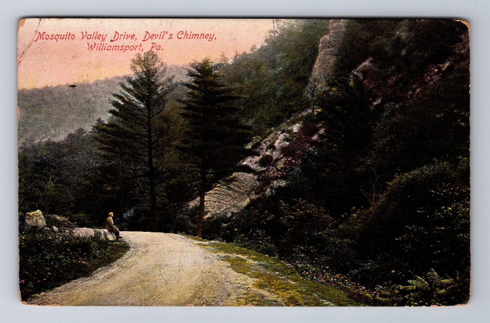 Williamsport PA-Pennsylvania, Devil's Chimney, c1908 Vintage Souvenir Postcard