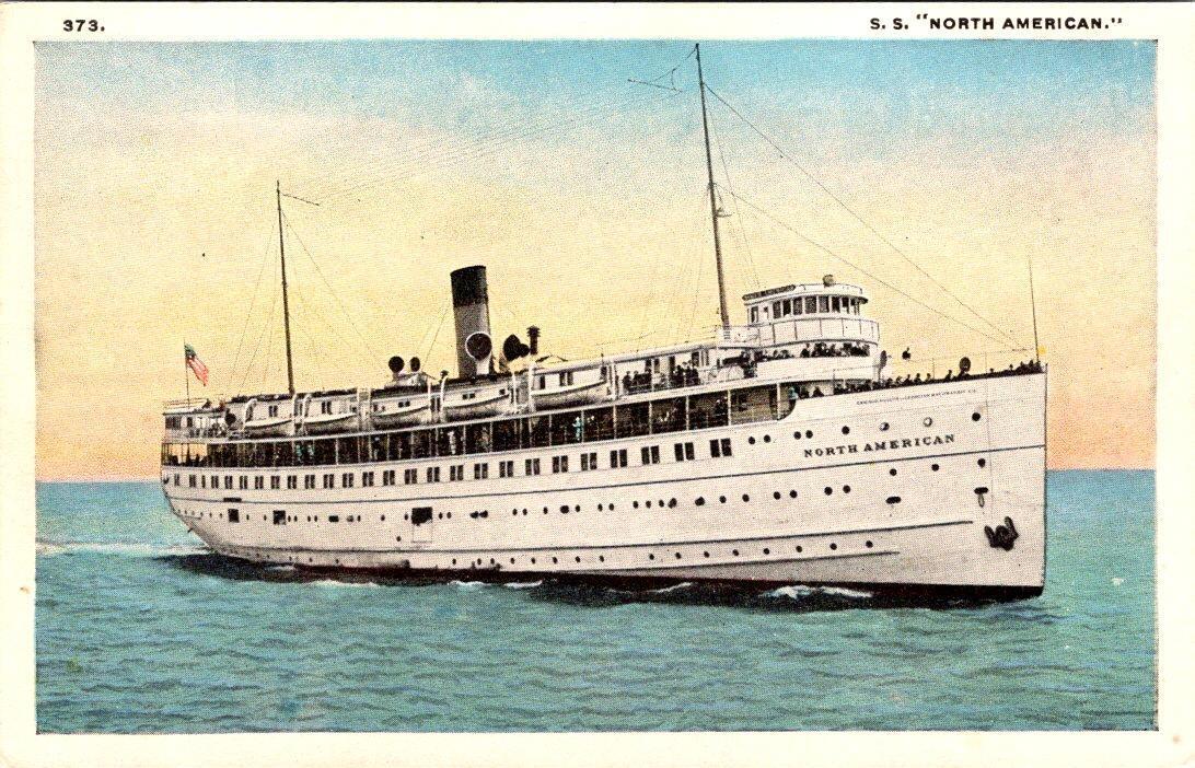 Vintage Passenger Ship   S.S. NORTH AMERICAN    ca1920\'s Postcard