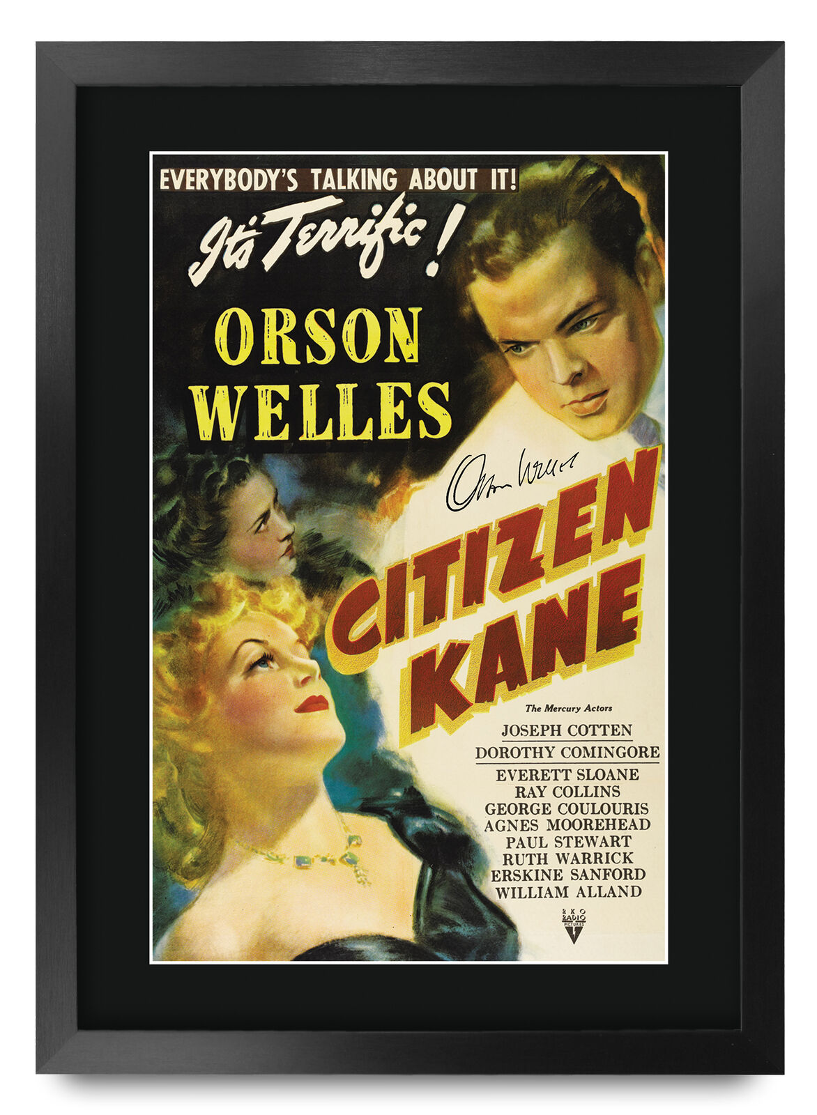 Citizen Kane A3 Framed Orson Welles Printed Poster Signed Picture for Movie Fans