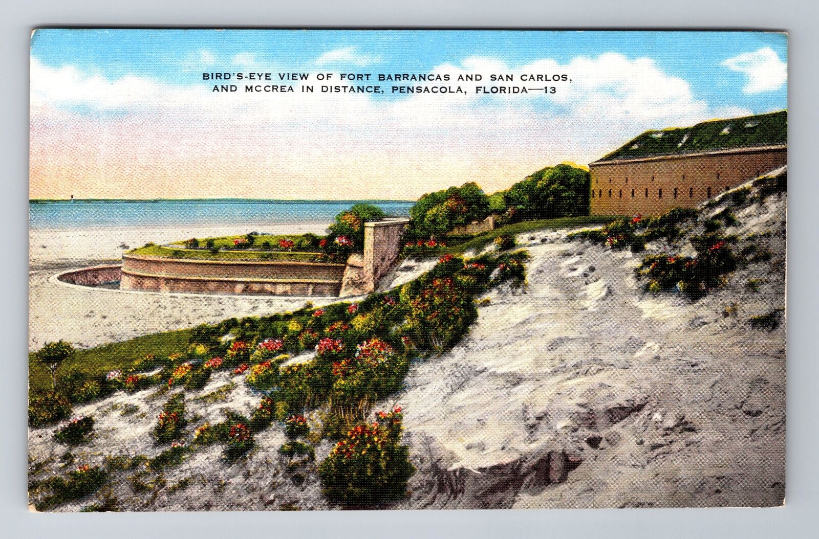 Pensacola FL-Florida, Aerial Of Fort Barrancas, Antique, Vintage Postcard