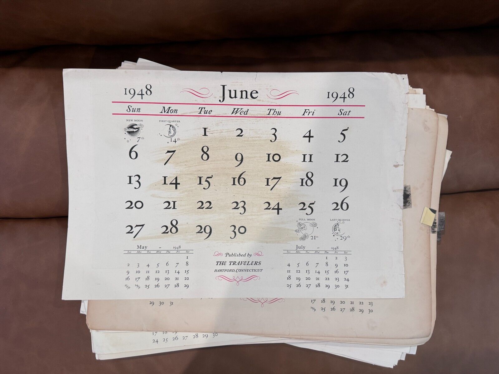 Massive Traveler\'s Insurance Calendar/Photo Lot 1940s-1990s
