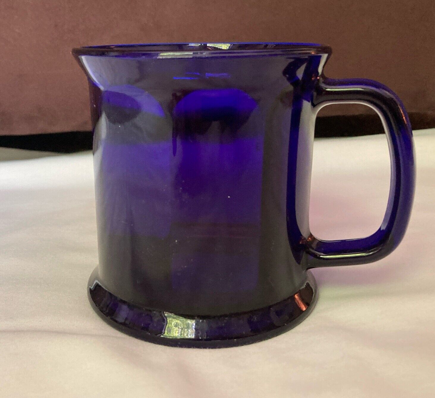 Vtg Kinney cobalt blue Glass coffee cup - Made In USA
