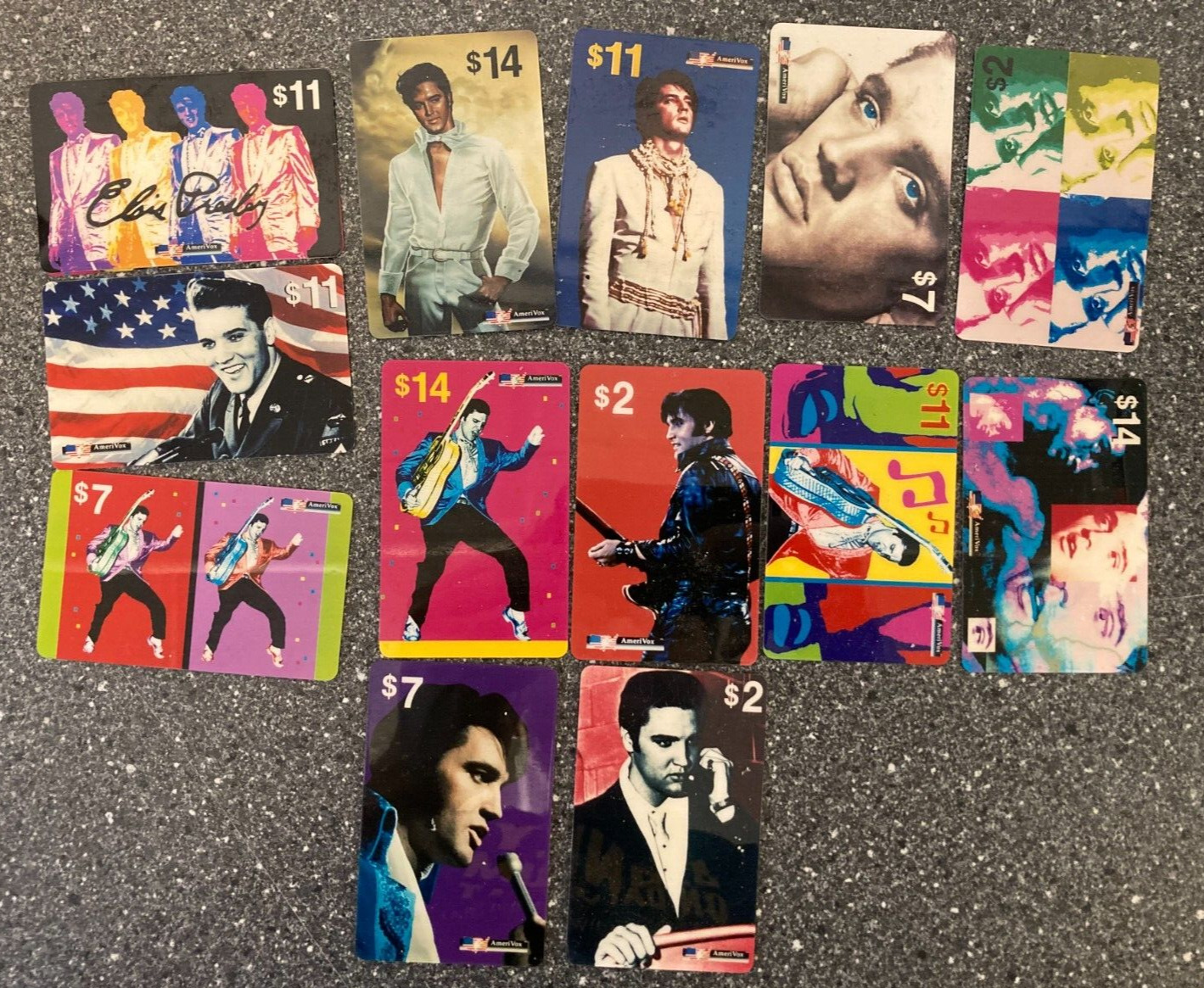 13x Vintage 1993 Elvis Presley AmeriVox Phone Card Collection - Touch Tone