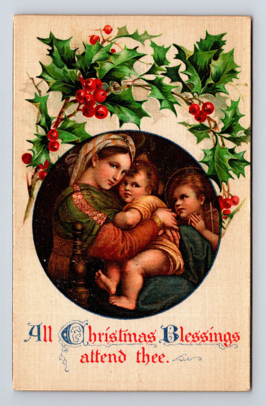 ERNEST NISTER Textured Christmas Raphael's Madonna della Seggiola 557 Postcard