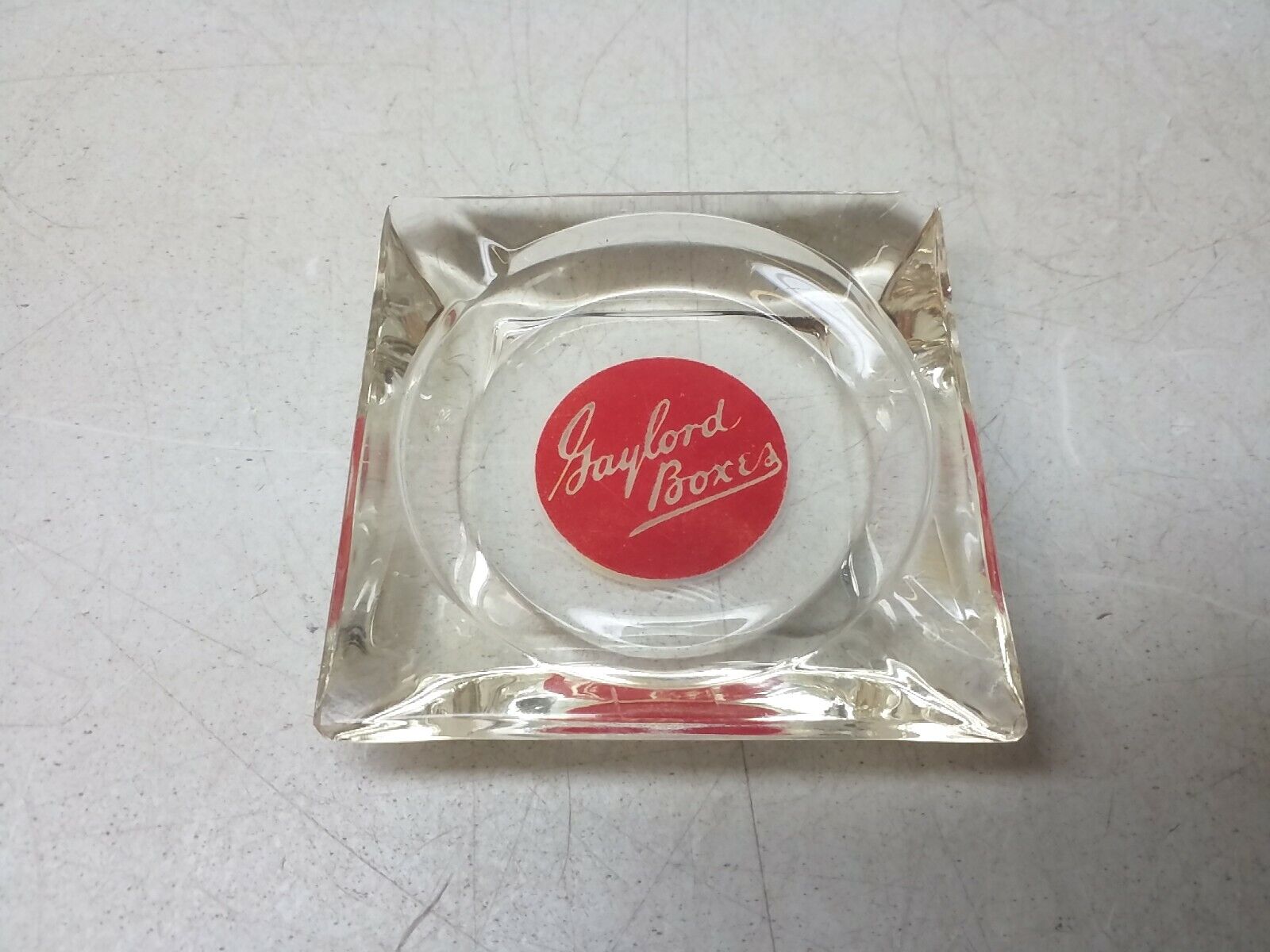 Gaylord Boxes Glass Ashtray Vintage Deerfield Illinois Company Advertising 