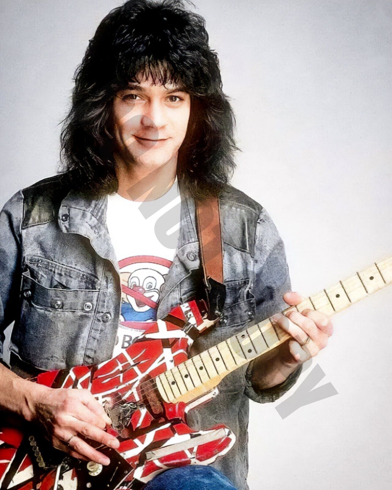 1980s EDDIE VAN HALEN No Bozo T-Shirt Guitar Promo 8x10 Photo