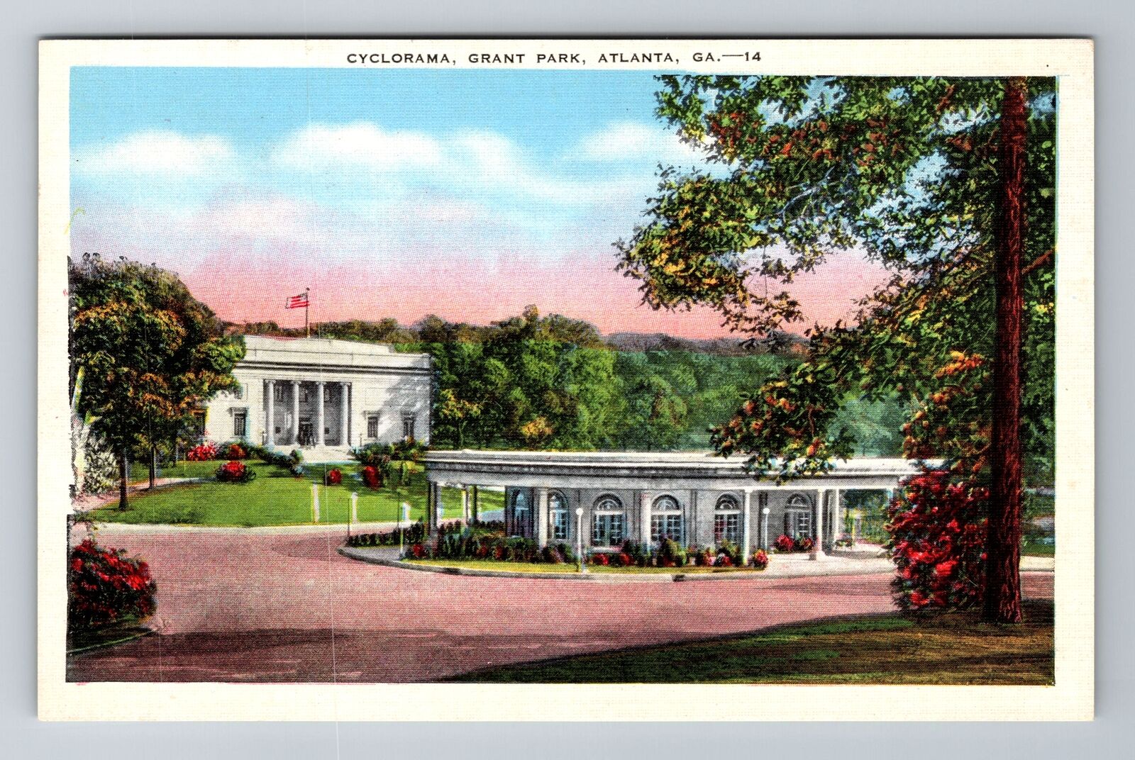 Atlanta GA-Georgia, Cyclorama, Grant Park, Antique, Vintage Souvenir Postcard