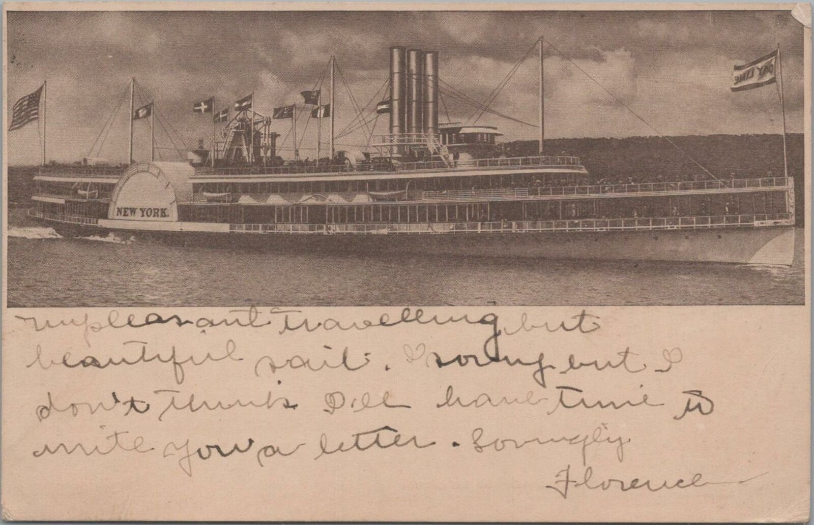 Postcard Ship Hudson River Day Line Ship New York 