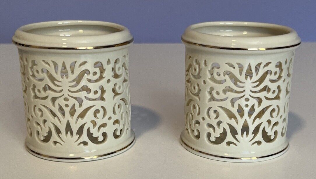 Lenox Pierced Votive Tea light Candle Holder Set Of 2 - Illuminations Collection