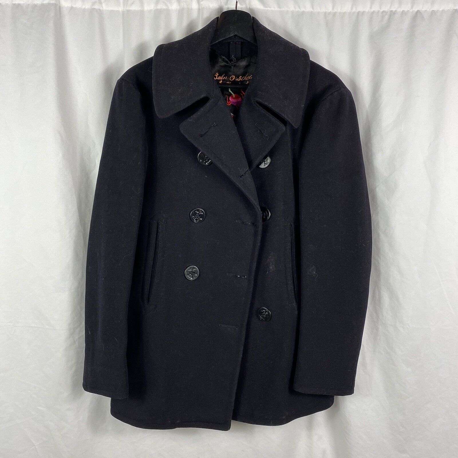 Original WWII US Navy 10 Buttom Peacoat Silk Chinese Liberty Interior Dated 1945