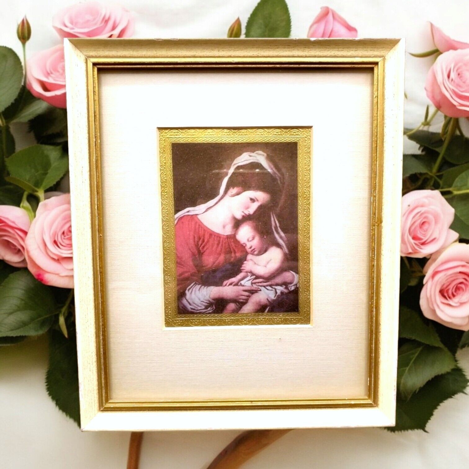 Madonna and Child by Sassoferato 1966 Print Italy Mary Jesus Art Catholic Framed