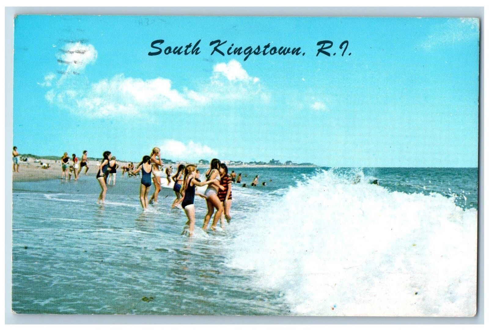1975 Roy Carpenter's Beach Kids Bathing South Kingstown Rhode Island RI Postcard