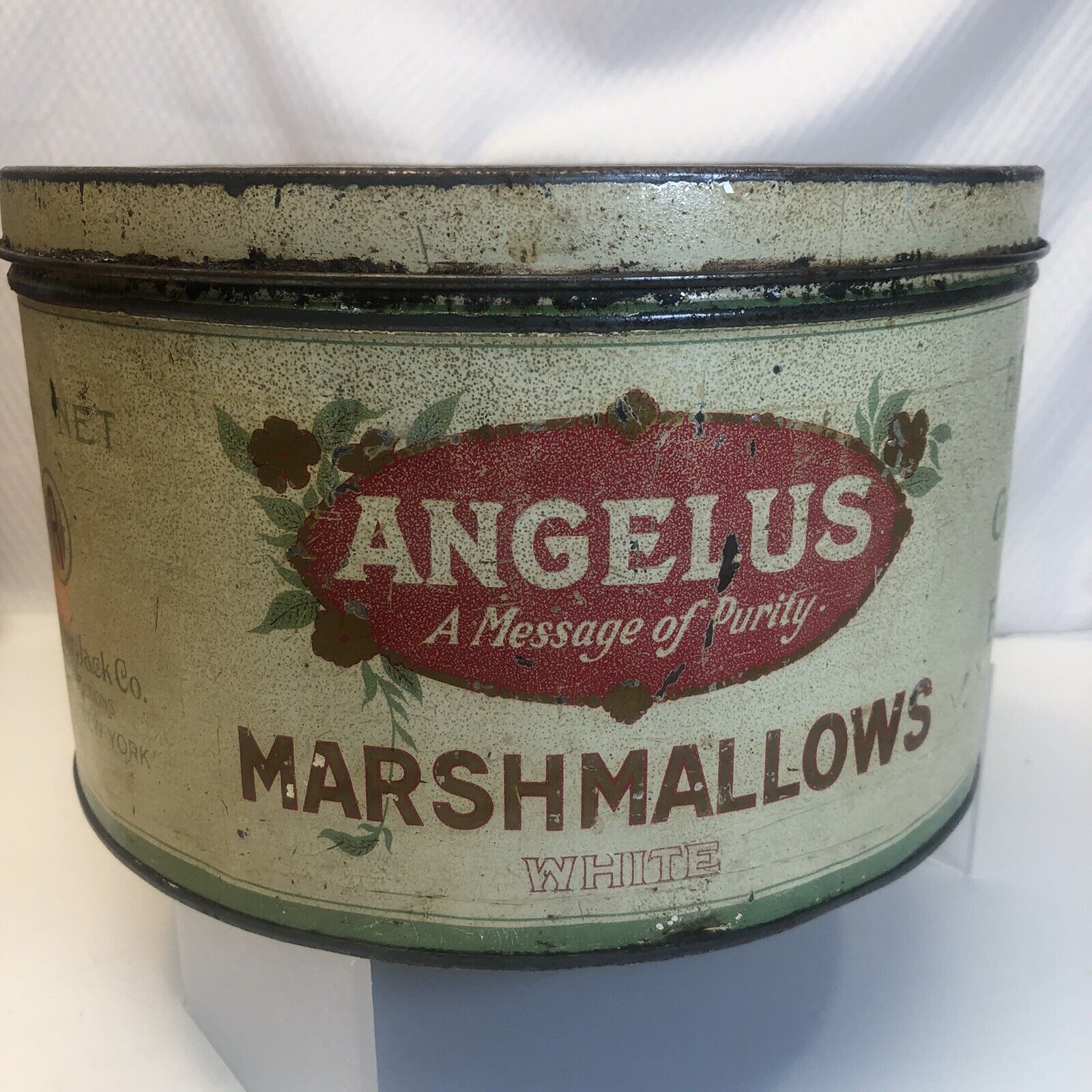 Antique Angelus Marshmallows 5 LB Cracker Jack Co. Tin
