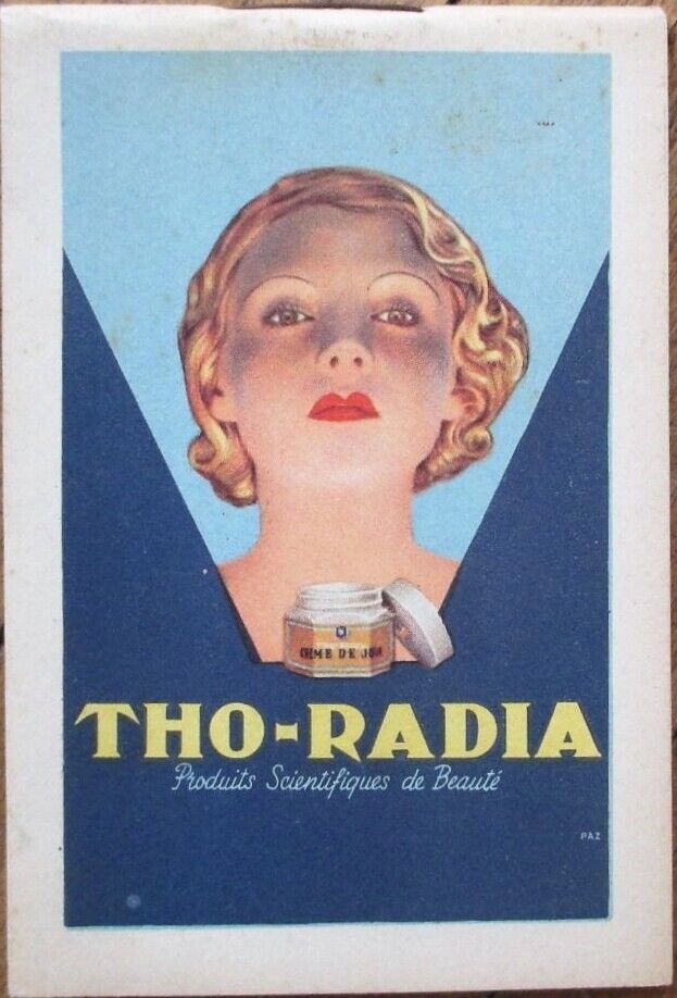 French 1930s Art Deco Beauty Cream Advertising Pad, Tho Radia, Perfume Soap