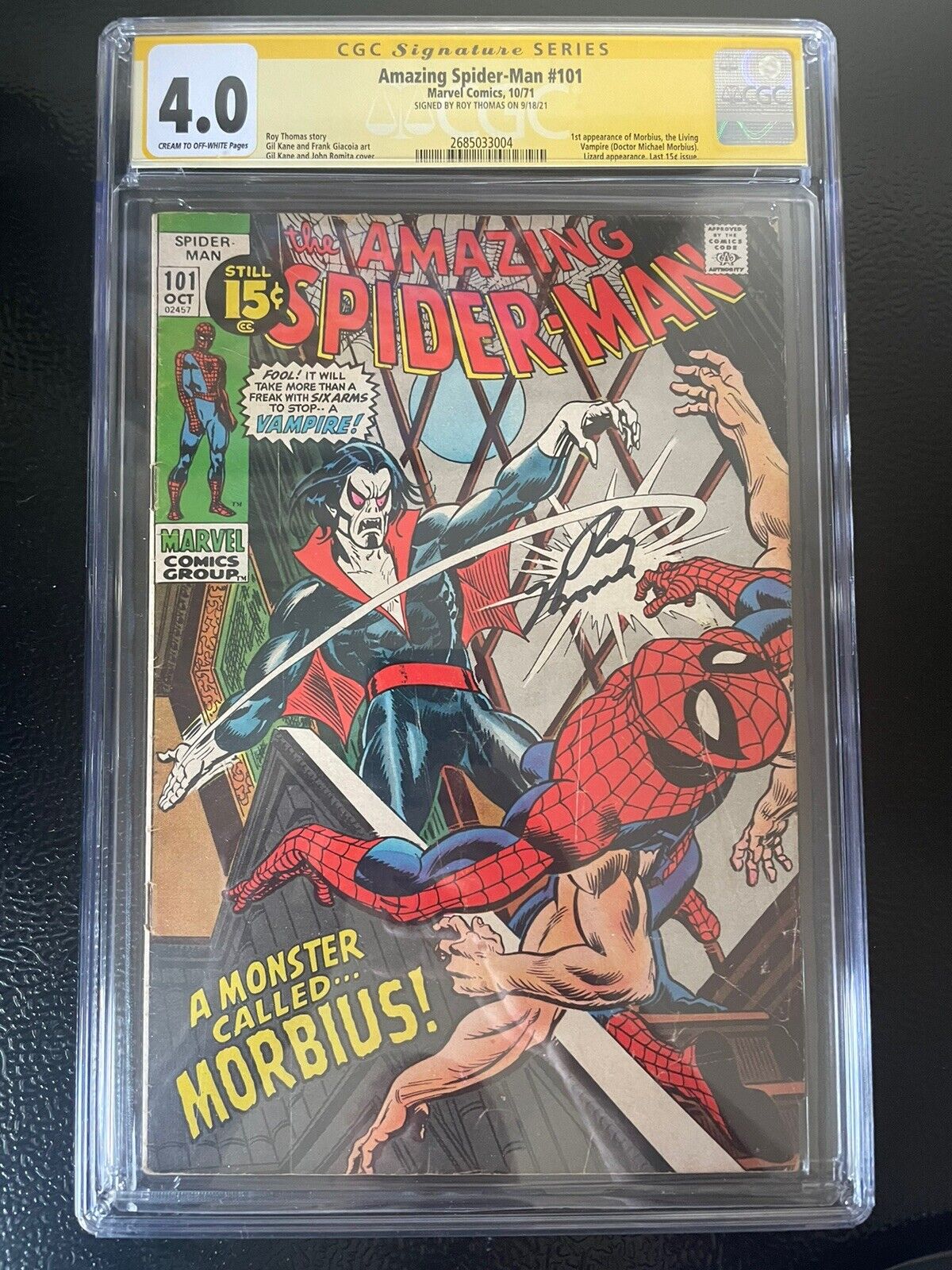 Marvel Amazing Spider-Man #101 1971 CGC 4.0 SS Signed Roy Thomas 1st app Morbius