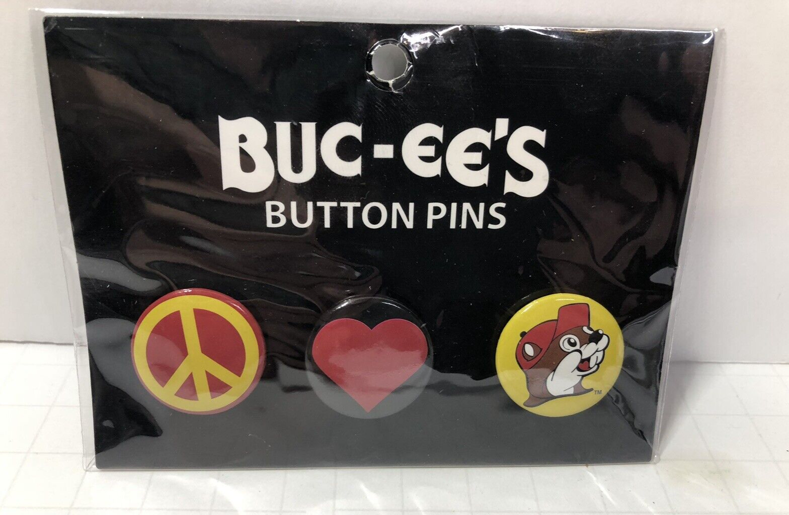 Buc-ee’s Travel Center Set of 3 Buttons Pins - Beaver Logo - Peace Love Buc-ee\'s
