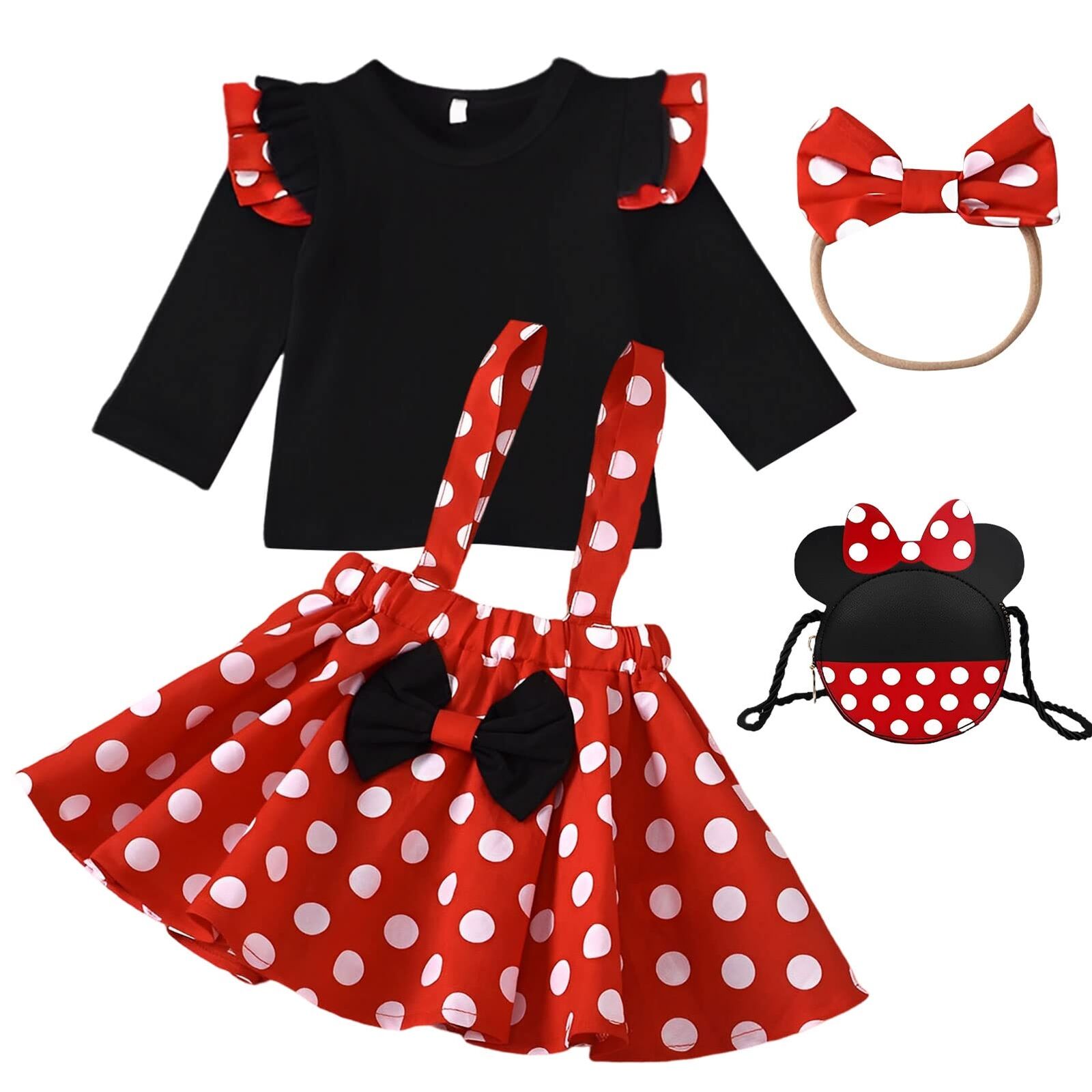 [Amycute] Disney Minnie Costume, Children\'s Cosplay, T-shirt + Skirt + H...