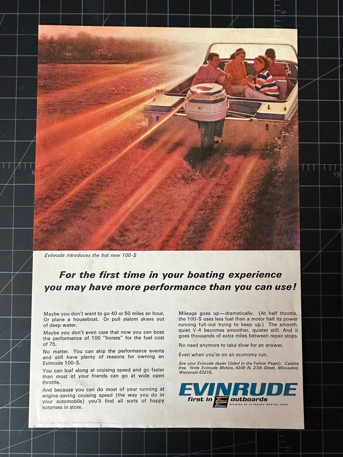 Vintage 1960s Evinrude Boat Motors Print Ad