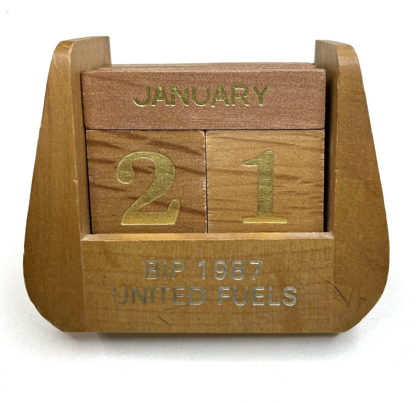 Vintage Wood Block Perpetual Calendar BIP 1987 UNITED FUELS