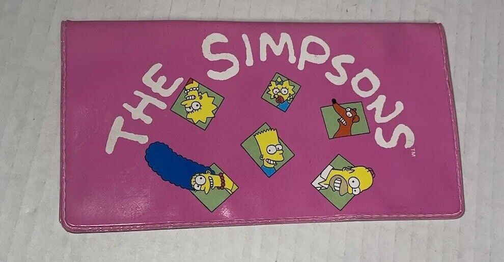 VTG The Simpsons Checkbook Pink Vinyl Plastic 1992
