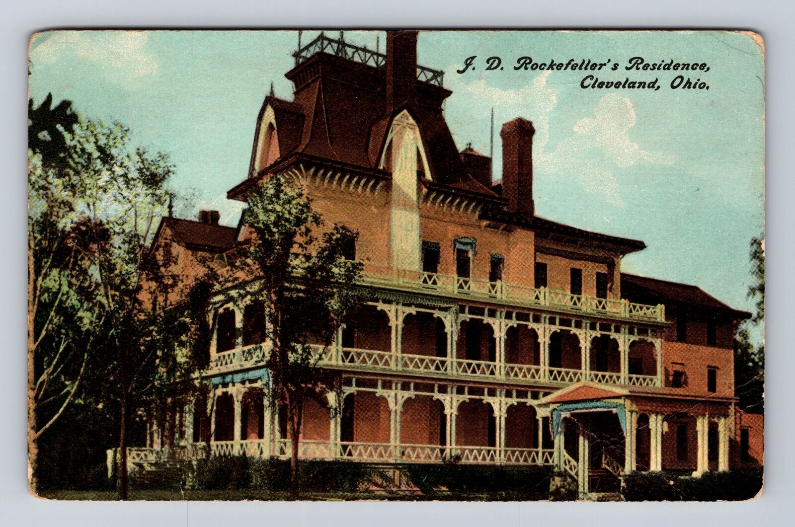 Cleveland OH-Ohio, JD Rockefeller's Residence, Antique, Vintage Postcard
