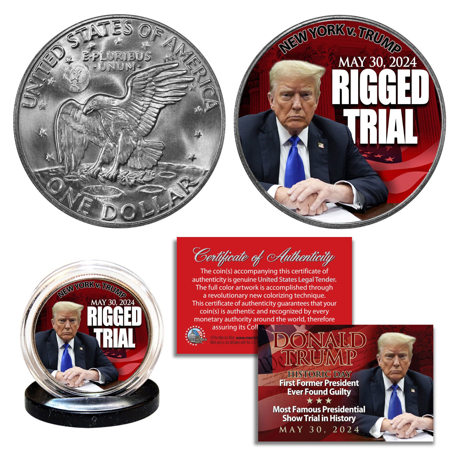 DONALD TRUMP Historic NY vs. TRUMP Trial Official Legal Tender IKE $1 U.S. Coin
