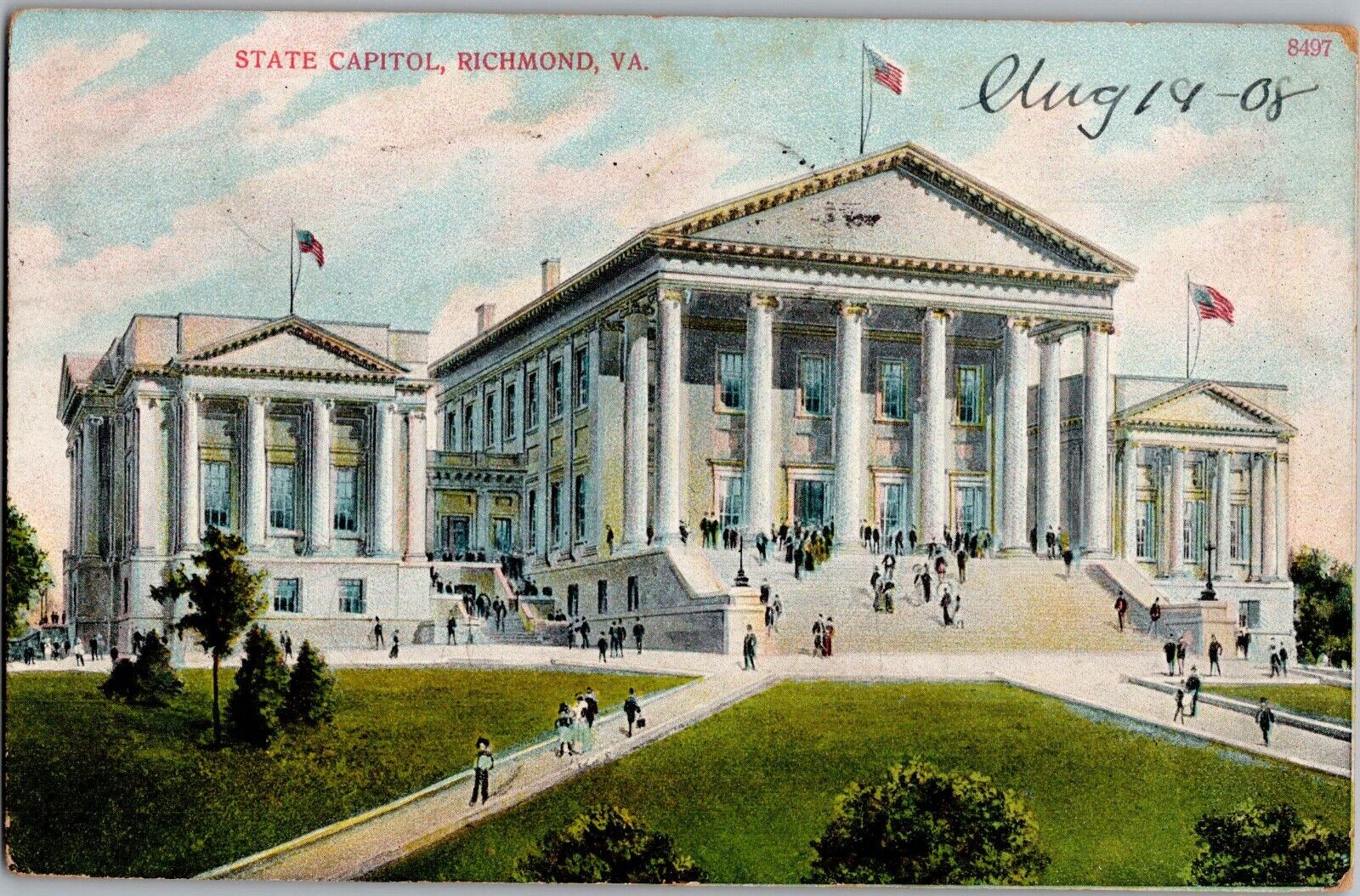 1908 Richmond, Virginia State Capitol Building Antique Postcard Politics Travel