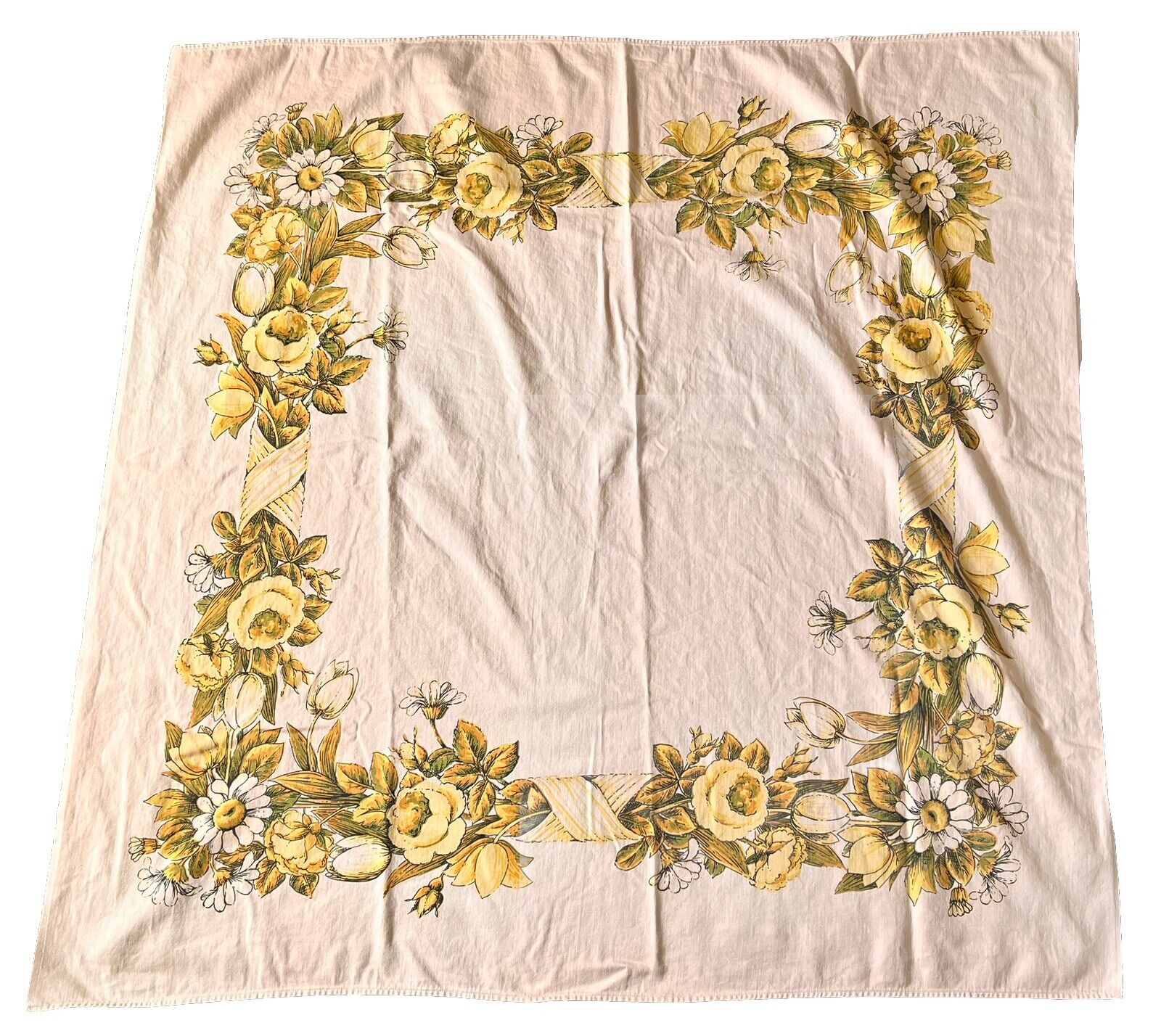 VTG Square Tablecloth Floral Heavy Cotton-Core 47x47.5\