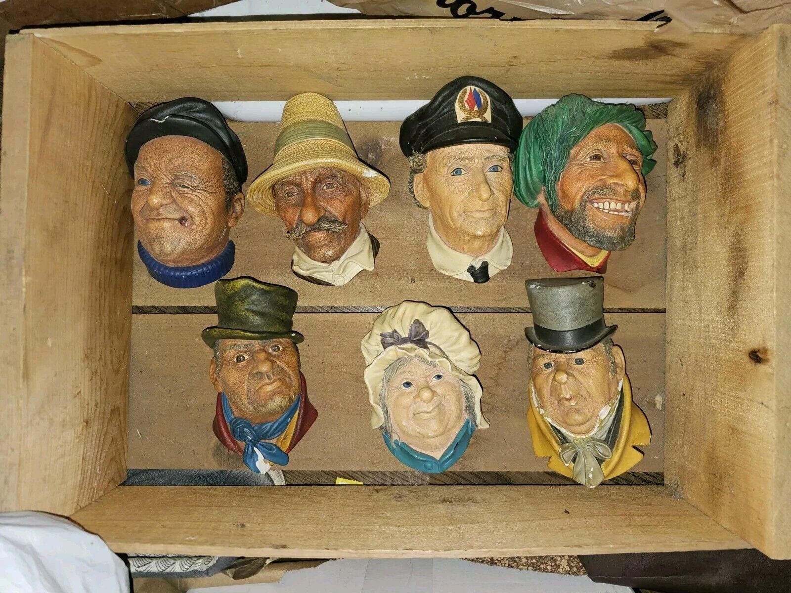 Vintage Bossons Chalkware Congleton England Heads Preowned 22 Total see photos