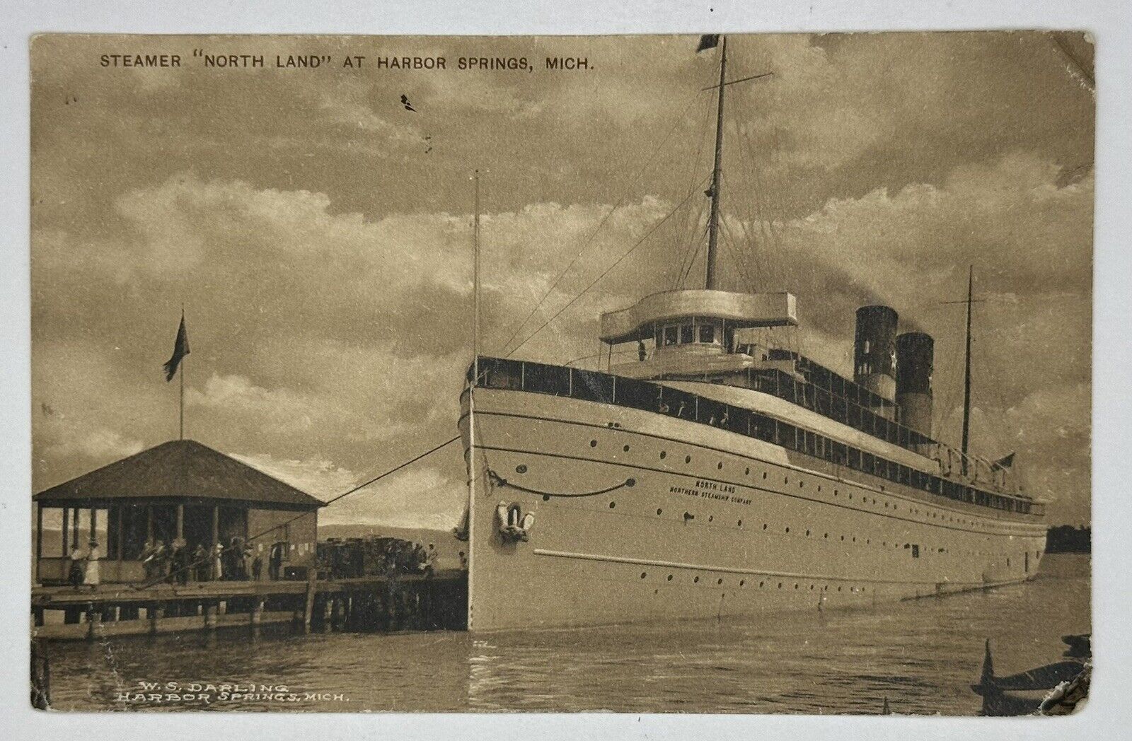 POSTED 1912 Steamer “North Land” Postcard At Harbor Springs Michigan Ship Boat