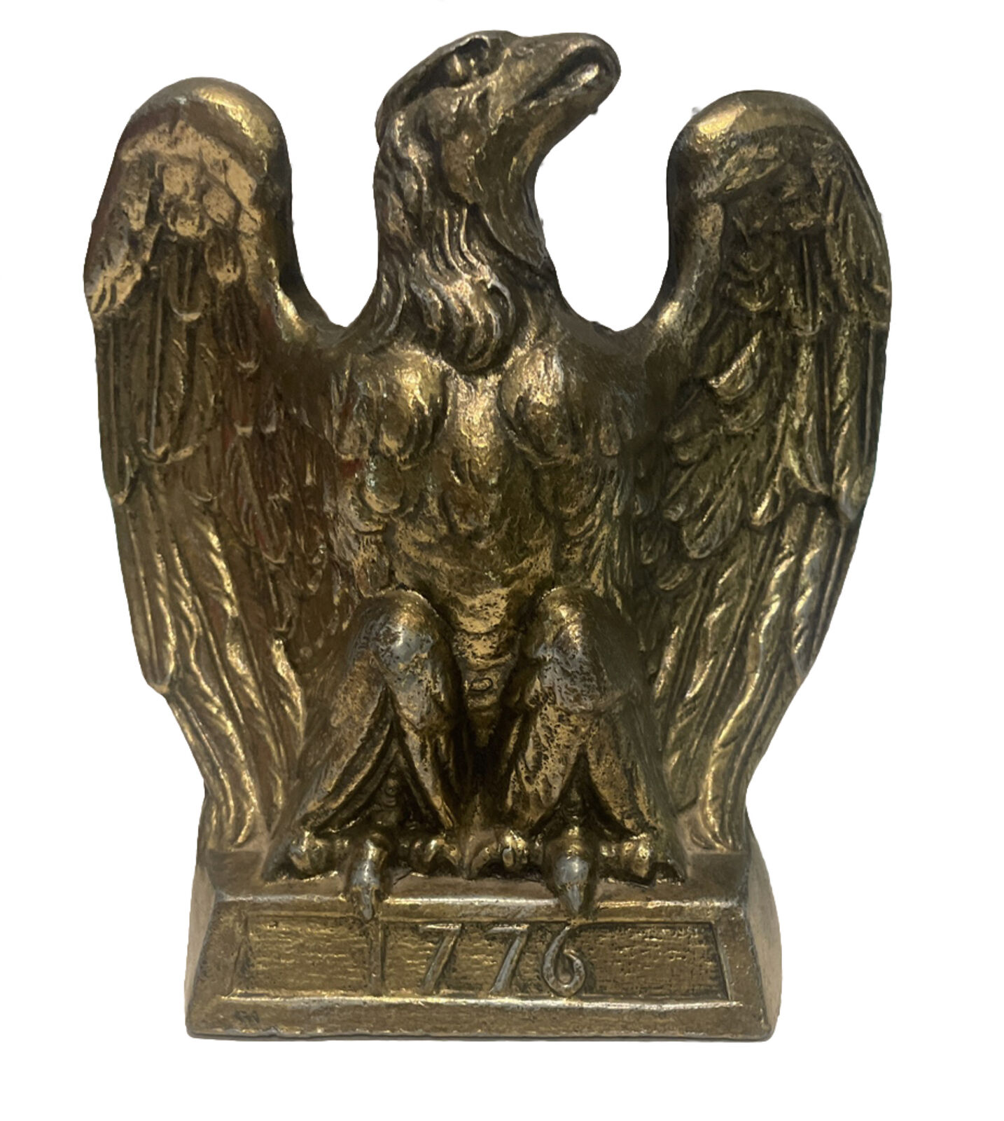 VTG 1776 EAGLE BOOKEND 1972 COLONIAL VIRGINIA HAMPTON VA GOLD BRASS HEAVY BIRD