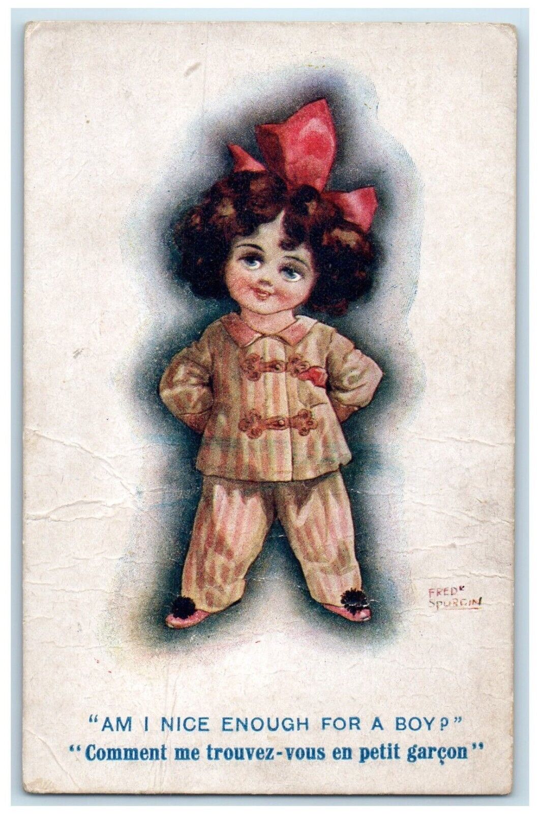 c1910's Cute Little Girl Am I Nice Enough For A Boy Fred Spurgin Posted Postcard