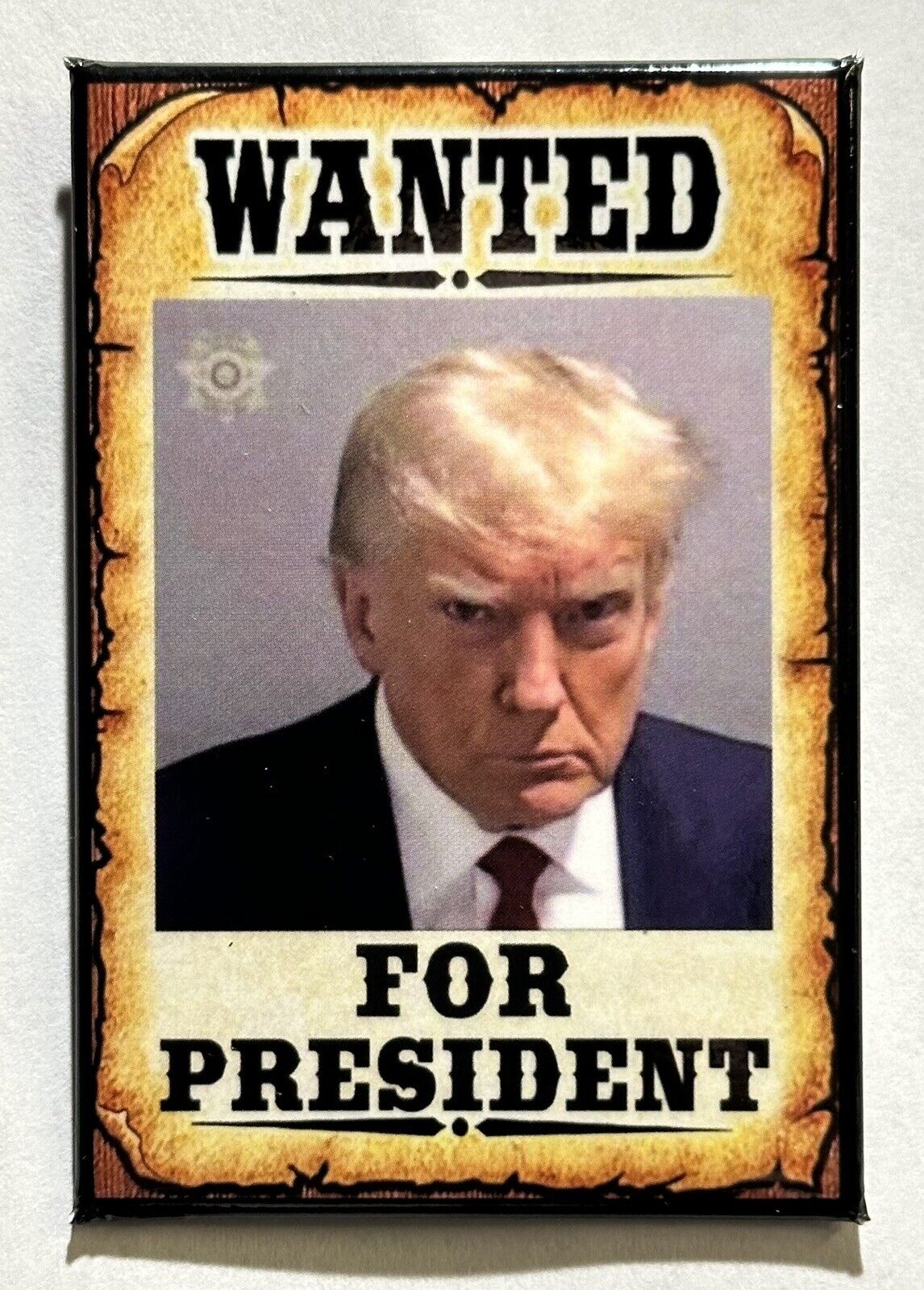 2 Trump Wanted For President metal Pin 2x3 USA Made POTUS 45 47 Donald DJT 2024