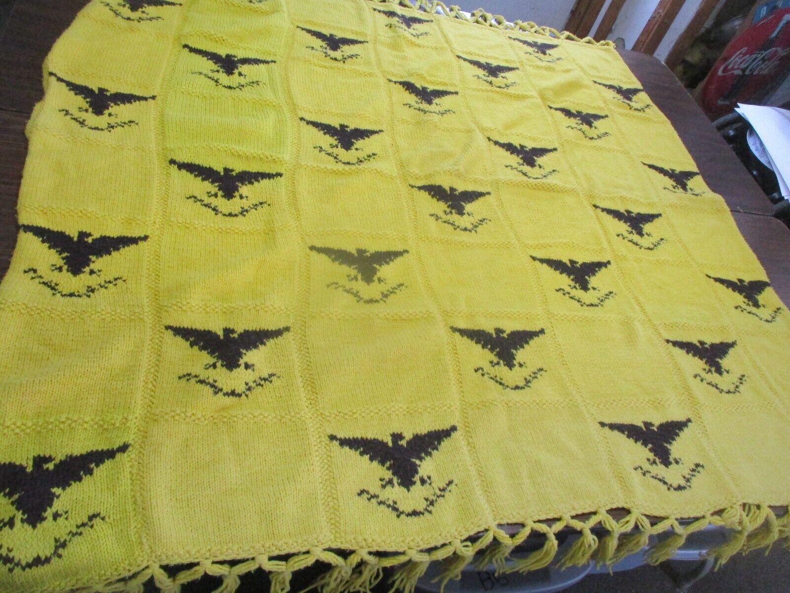 Vintage Yellow Blanket with Eagles 1950-1975
