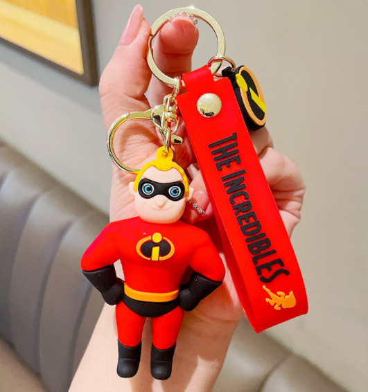 5 Styles Disney The Incredibles 3D PVC Bags Hanger Pendant Keychains Key Rings