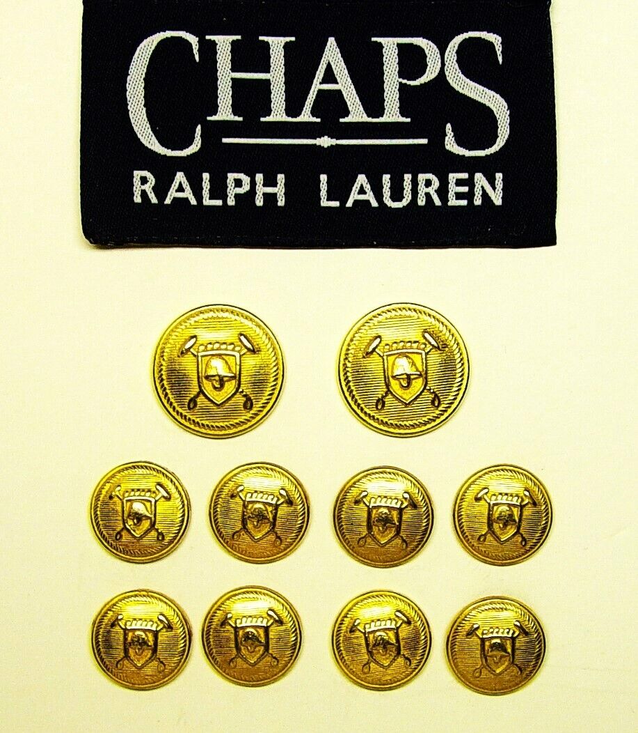 CHAPS Replacement buttons 10 POLO HAT MALLET Gold Tone metal GOOD USED CONDITION