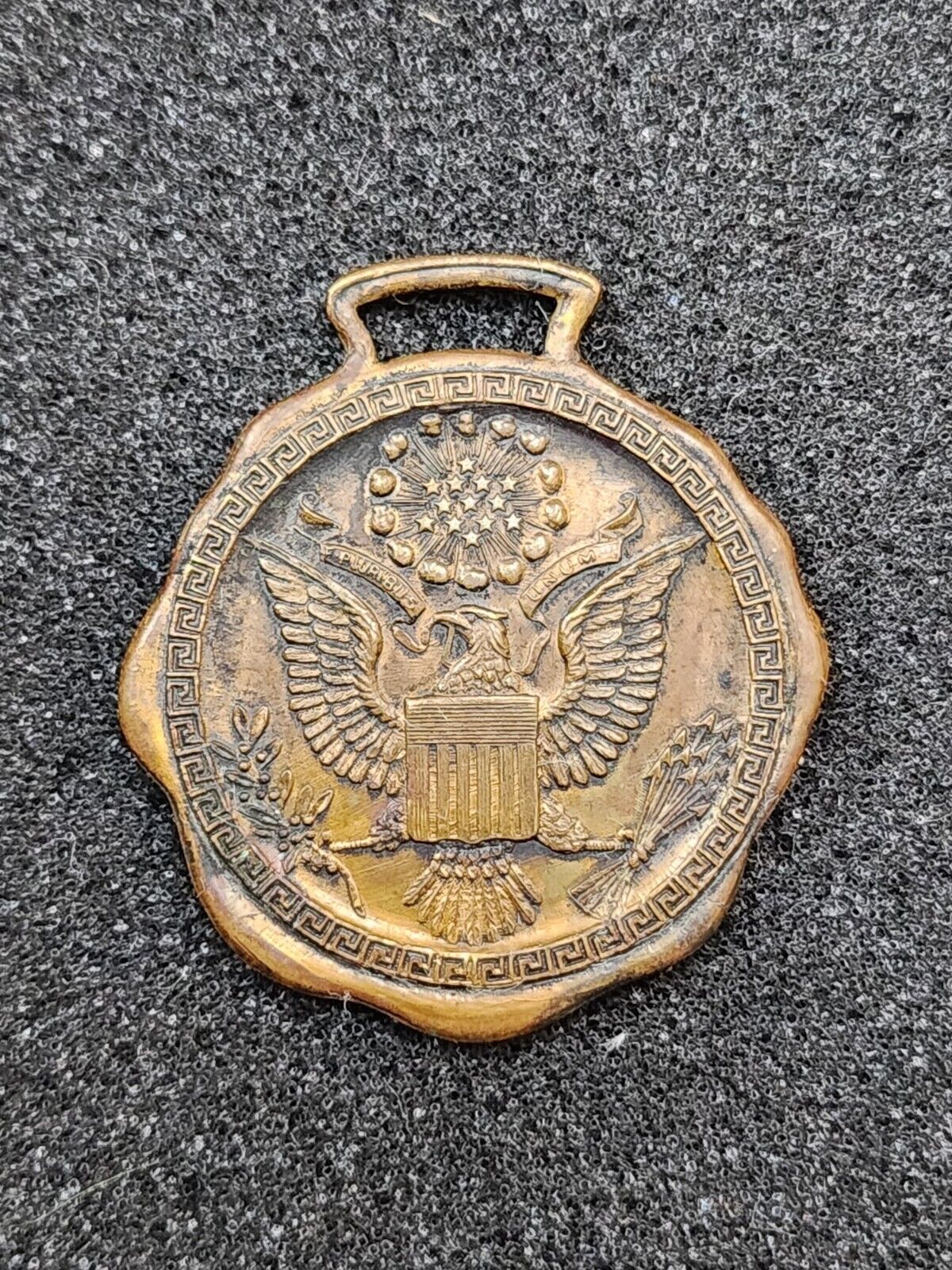 Vintage Genuine Bronze WWII US Army Eagle Seal Watch Fob