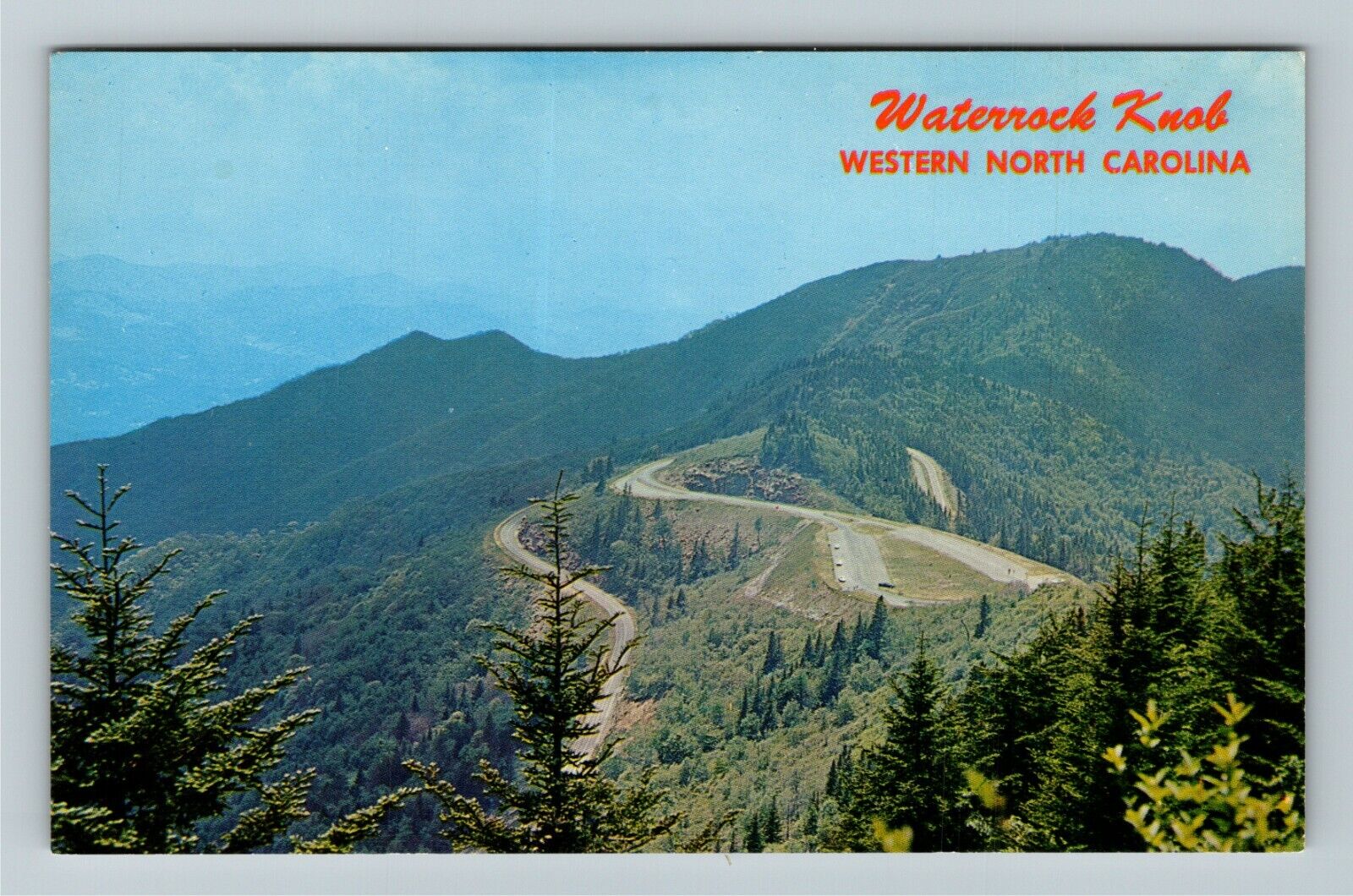 NC-North Carolina, Waterrock Knob, Aerial View Mountains, Vintage Postcard