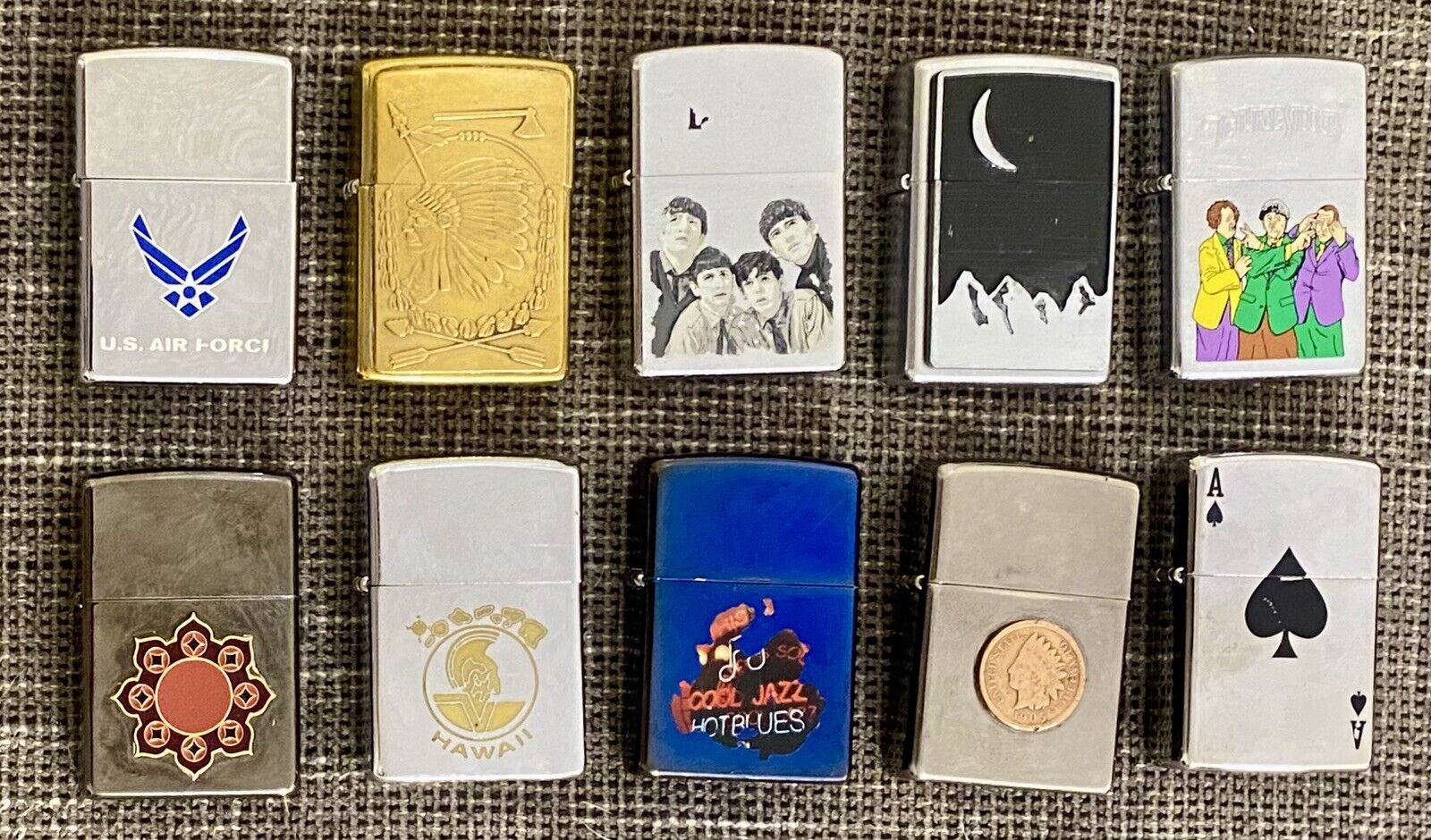 ZIPPO LIGHTERS LOT OF (10) USED