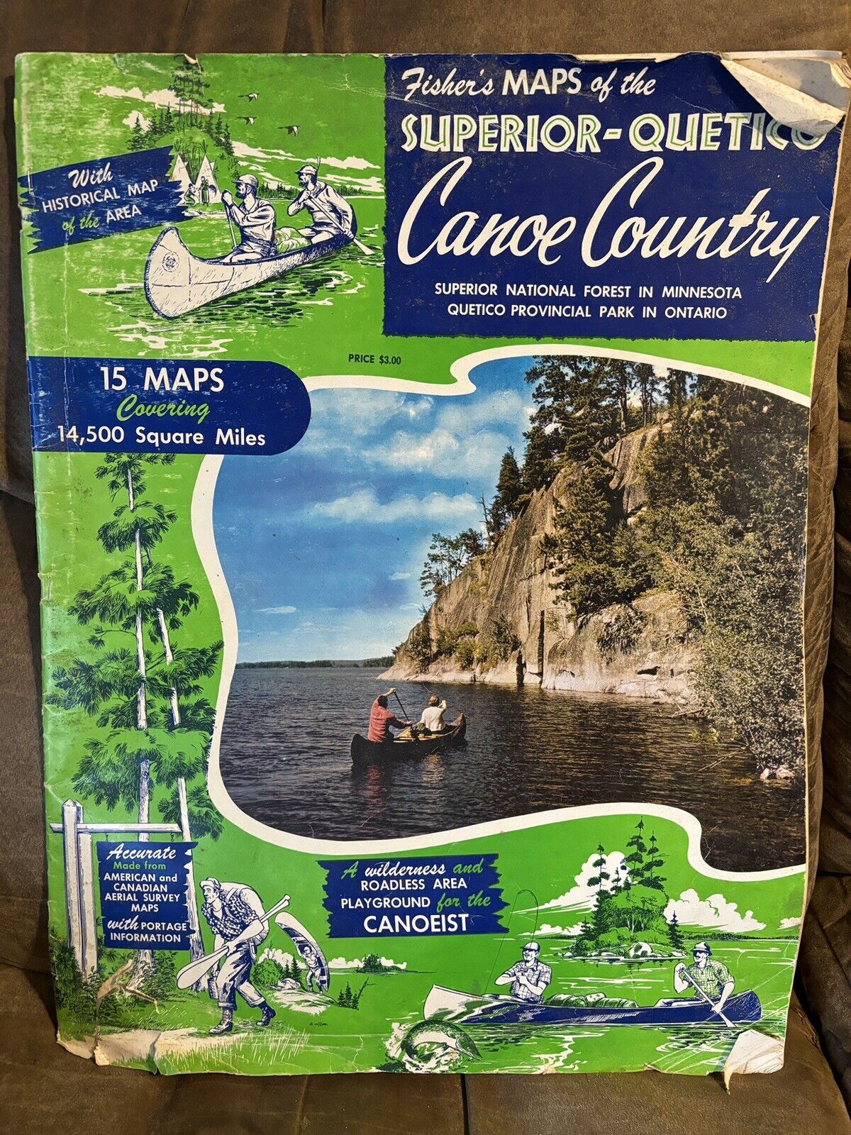 1952 Vintage Extra Large 17x22 Fishing Map